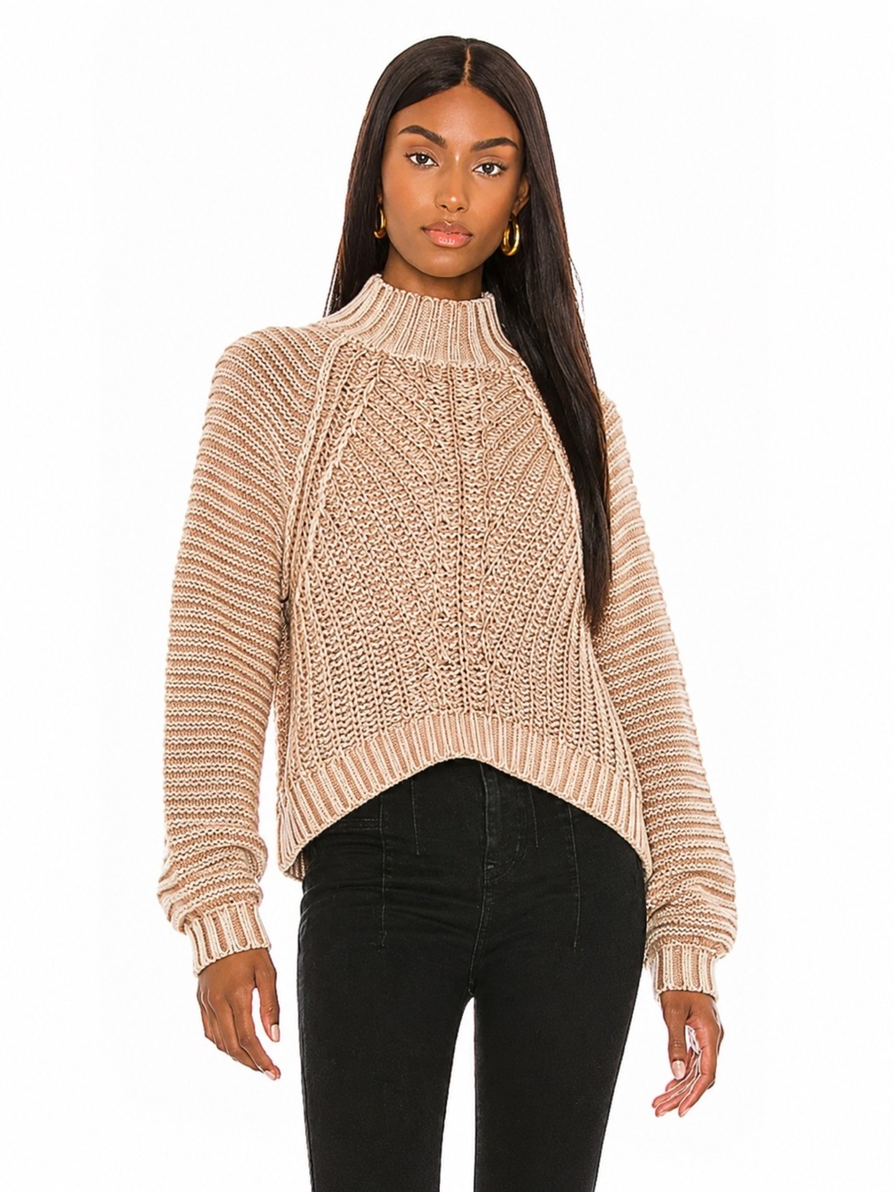 Free People Sweetheart Cotton Knit Sweater Sand Castle XS